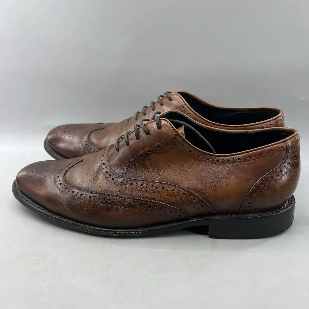 Thursday Boot Aviator Brogue Oxford Men Size 11 Brown Leather Wingtip Low Shoes